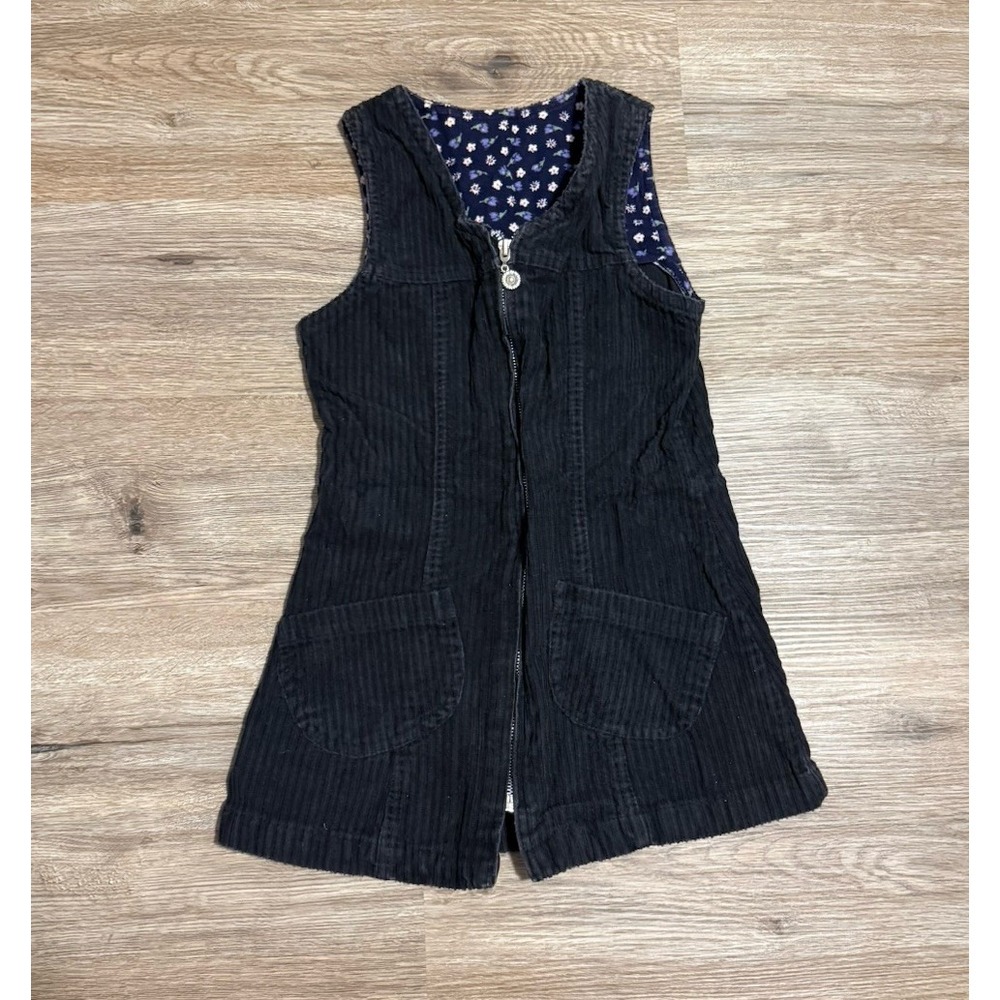 Vintage Y2K Black corduroy zip up dress size XS 4/5